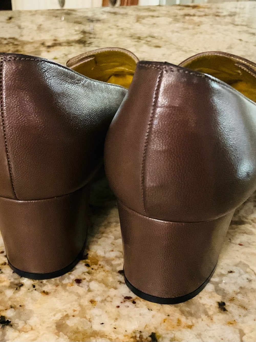 Bruno Magli Dark Brown Leather Slip-On Dress Shoes with Gold Buttons - Picture 6 of 6